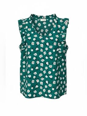 Hailey & Co. Green Floral Sleeveless Blouse – Size Large